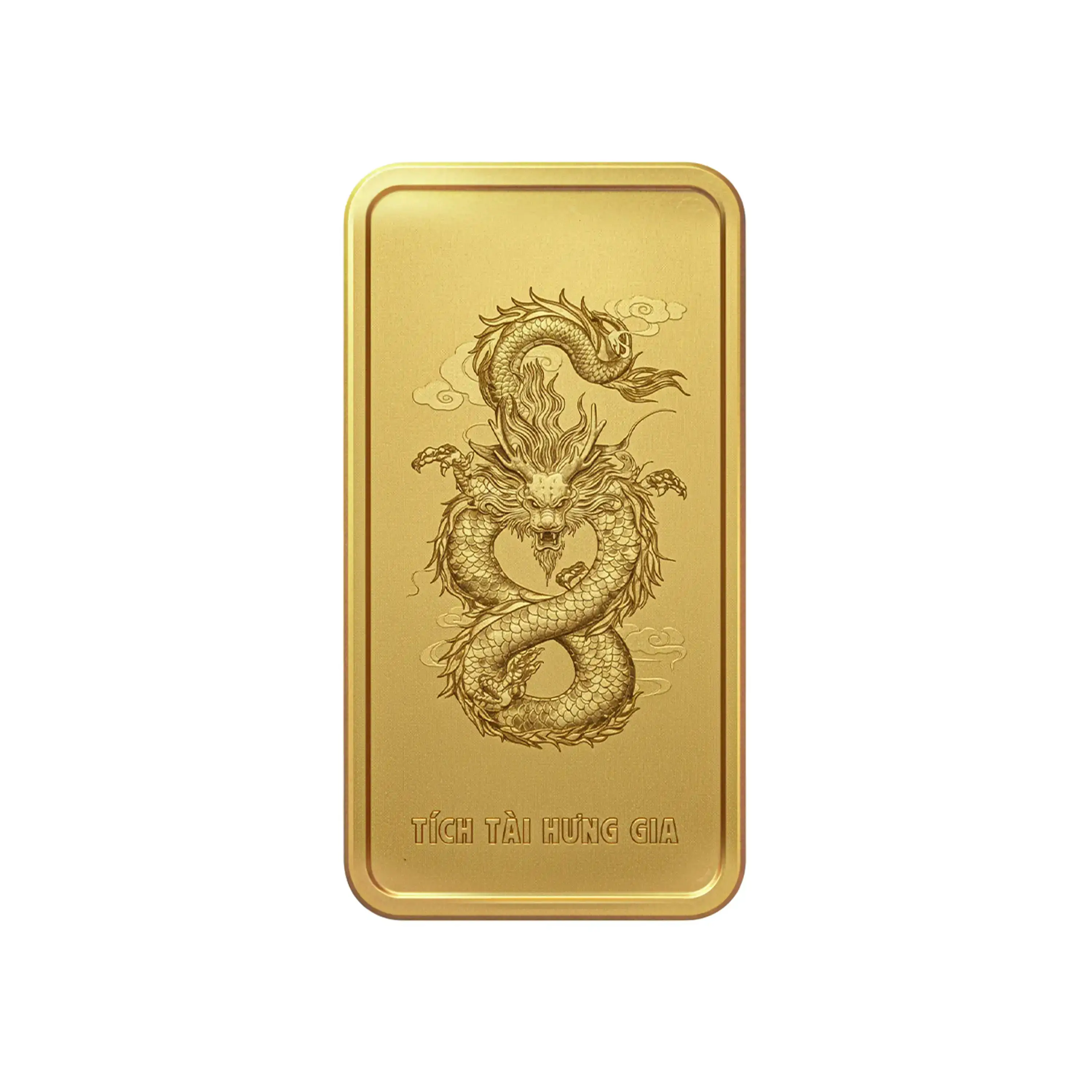 Thẻ vàng tứ linh hình Long (Rồng) – Biểu tượng cho quyền uy và thăng tiến, định lượng vàng 1 phân nhỏ gọn.