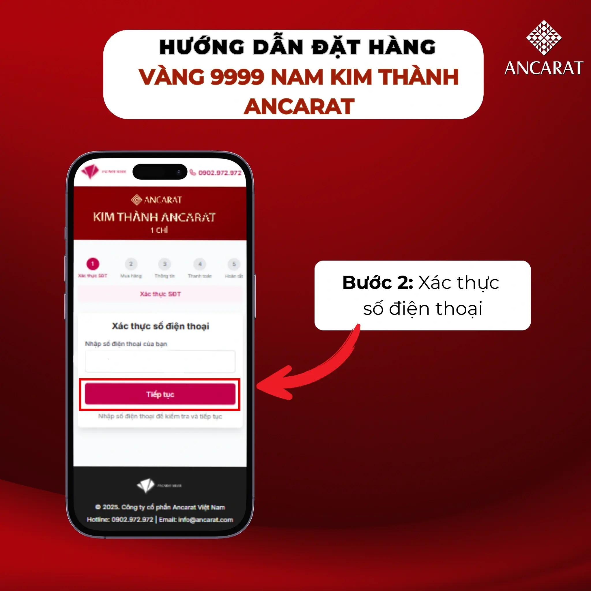 Bước 2: Nhập số điện thoại để hệ thống xác thực người mua an toàn.