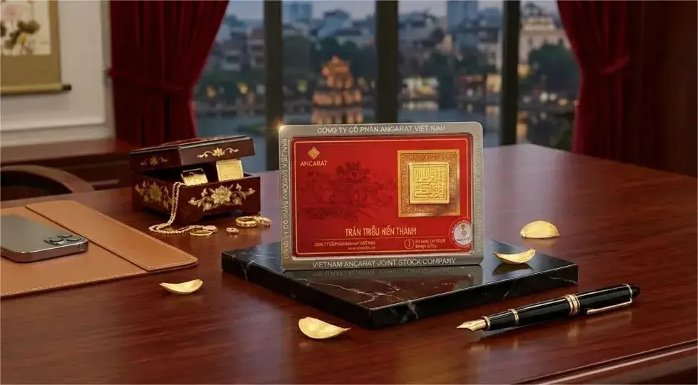 Cách đặt miếng Kim Ấn Trần Triều bằng vàng trên bàn làm việc chuẩn phong thủy Thanh Long