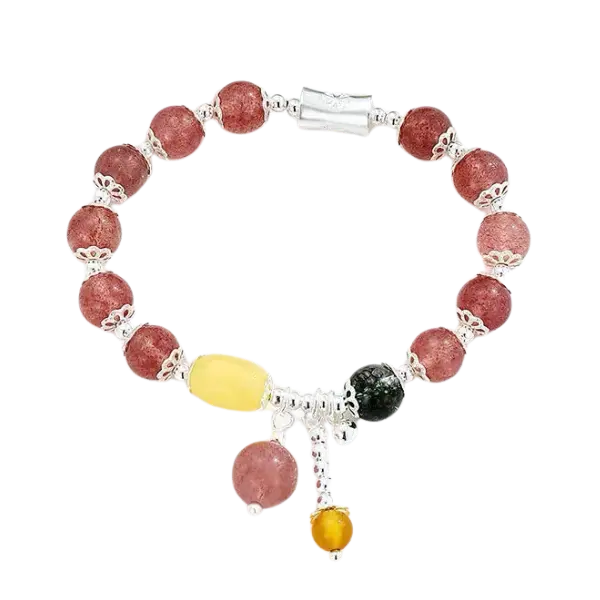 Vòng tay bạc charm trang trí mix thạch anh