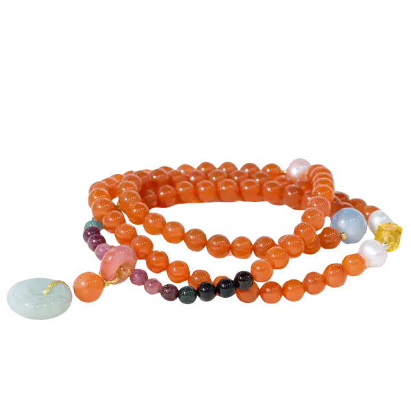 Vòng tay đá mã não mix ngọc đồng điếu may mắn