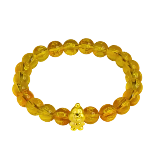 Vòng Đá Khắc Chữ Phối Charm Vàng 24k Kim Dậu