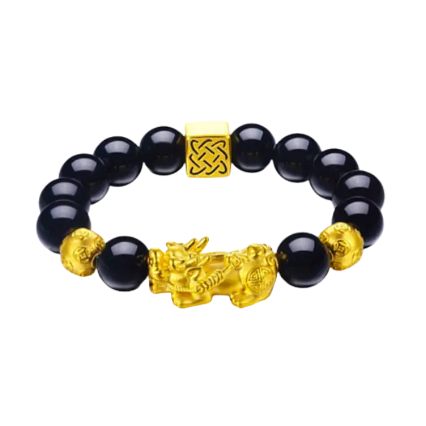 Vòng thạch anh phối Charm Tỳ Hưu vàng 24K