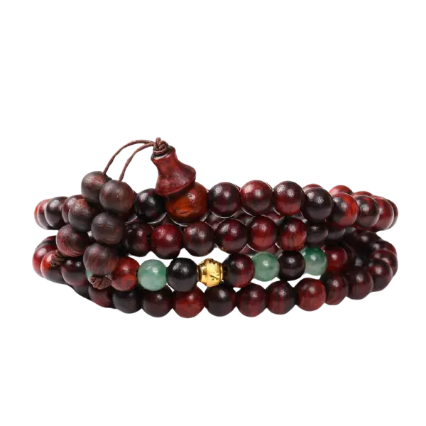 Vòng Gỗ Trầm Sưa Mix Vàng 24k Charm Bi Và Đá Phong Thủy