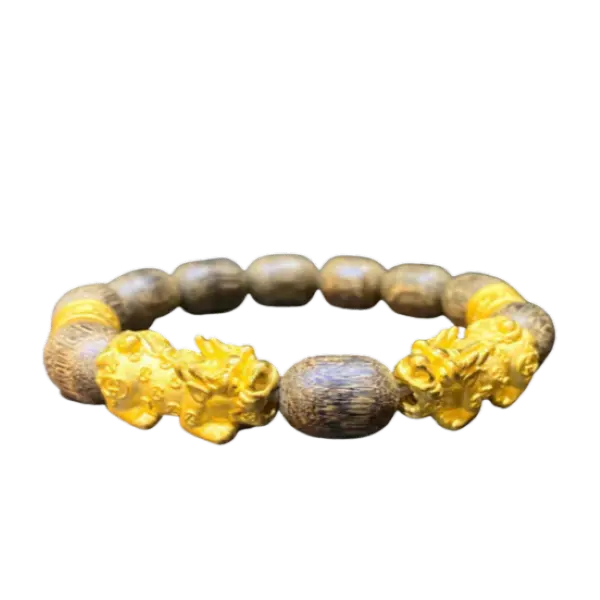 Vòng Trầm Indo phối Charm Tỳ Hưu GC mix Lục tự đại minh chú