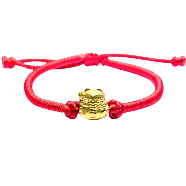 Vòng Tay Handmade Charm Vàng Mèo Chiêu Tài – May mắn – Tài lộc