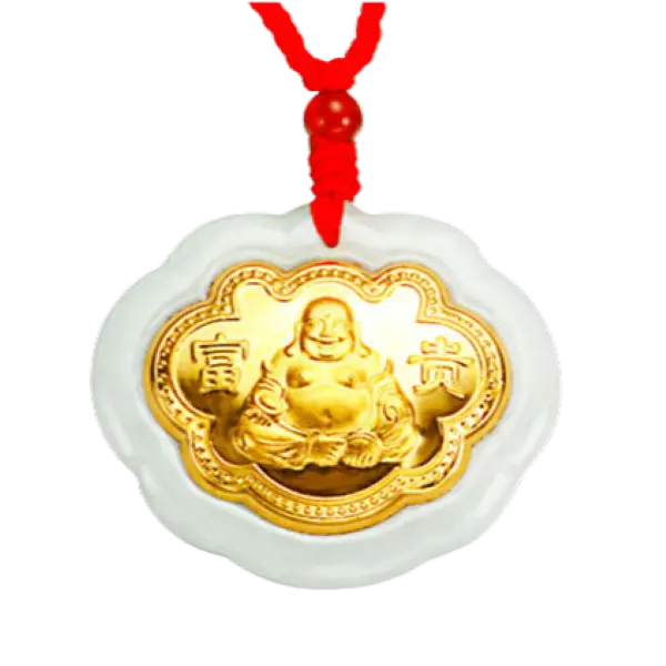 Mặt Ngọc Phỉ Thúy Dát Vàng Di Lặc Đám Mây