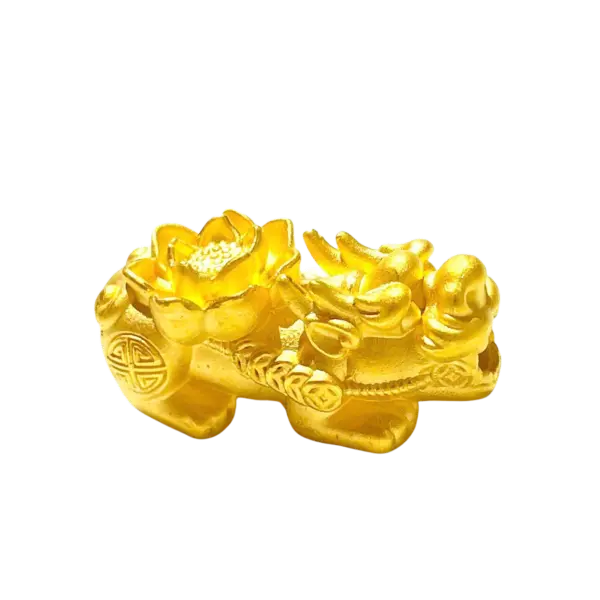 Charm Vàng 24K Tỳ Hưu cõng hoa sen