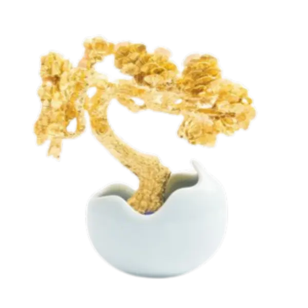 Tượng mạ vàng 24K Cây tùng – May mắn – Tài lộc