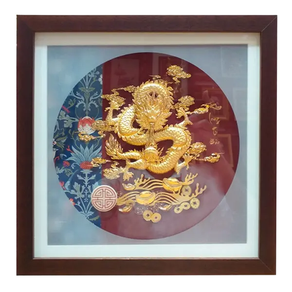 Tranh Mạ Vàng 24K Kim Long Tụ Bảo – Tài lộc – May mắn