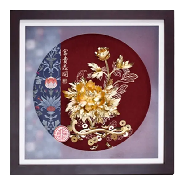 Tranh Mạ Vàng 24K Đoàn Hoa Cẩm Thấu