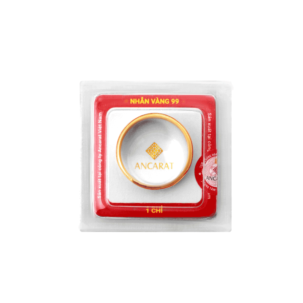 Nhẫn Khoen Vàng 24K Ép Vỉ 1 Chỉ. 9999