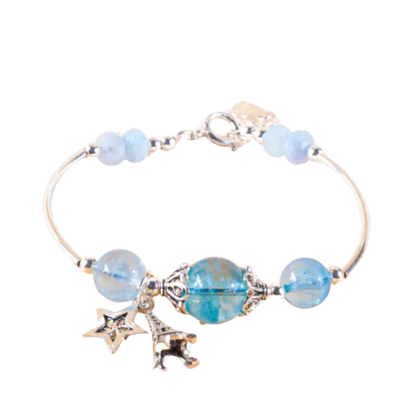 Vòng tay bạc đá Aquamarine may mắn – phong thủy