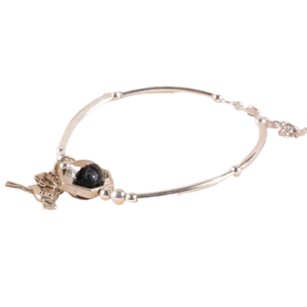 Vòng tay bạc đá ưu linh đen may mắn – phong thủy