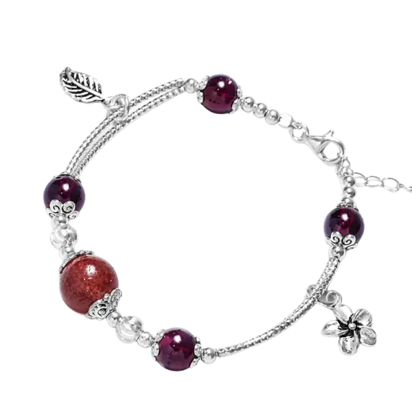 Vòng tay đá Garnet mix bạc