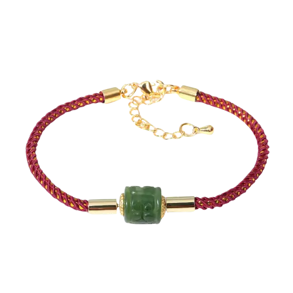 Vòng tay ngọc bọc bạc cao cấp phối dây da mix bạc