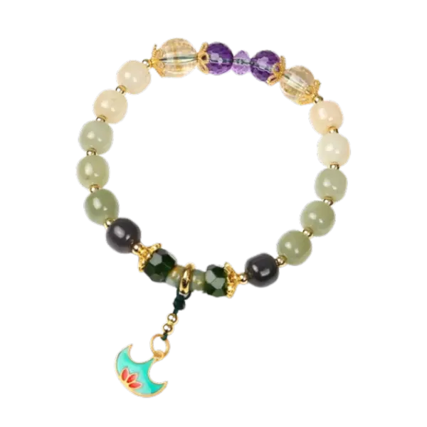 Vòng tay ngọc hòa điền phối đá thạch anh mix bạc