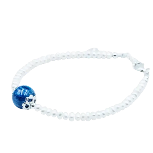 Vòng tay bạc Ngọc trai đá mắt hổ xanh