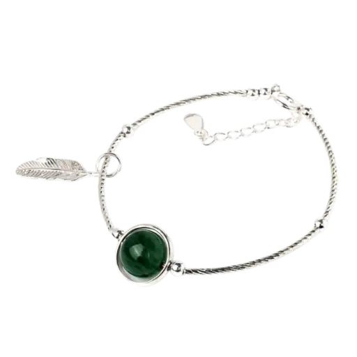 Vòng tay đá thạch anh dâu xanh thiên nhiên mix bạc