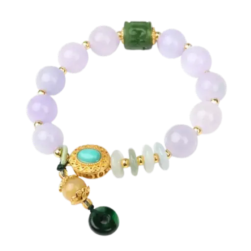 Vòng tay đá thạch anh phối ngọc bọc vàng mix bạc