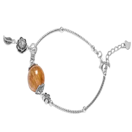 Vòng tay đá Thạch anh Tóc đỏ hoa bạc