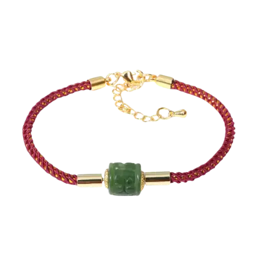 Vòng tay ngọc bọc bạc cao cấp phối dây da mix bạc