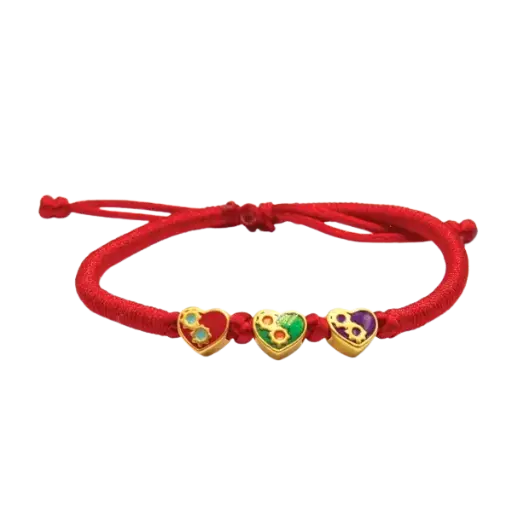 Vòng tay Charm Vàng 24K Trái Tim Sơn Màu – Tình duyên – Hạnh phúc