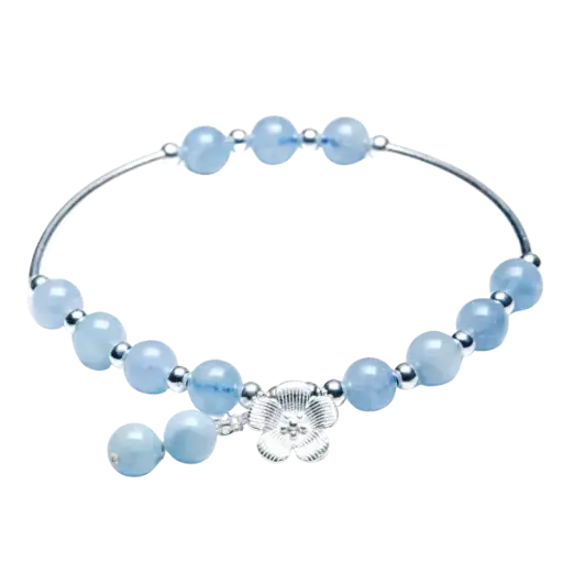 Vòng tay đá Aquamarine Hoa Mai