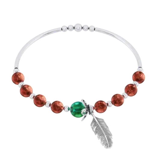 Vòng tay lông vũ ngũ hành nhiều hạt Mệnh hỏa