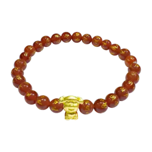 Vòng đá khắc chữ phối charm Con giáp Mùi