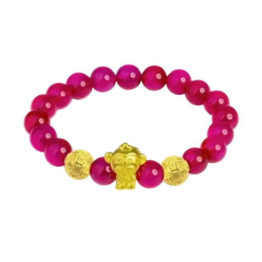 Vòng Đá Phối Charm Vàng 24K Kim Thân Và Hột Kim Tiền