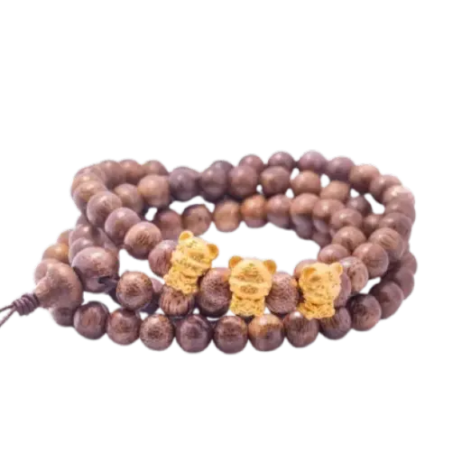 Vòng trầm tốc vườn mix vàng 24k Kim dần phú quý – Tài lộc – May mắn