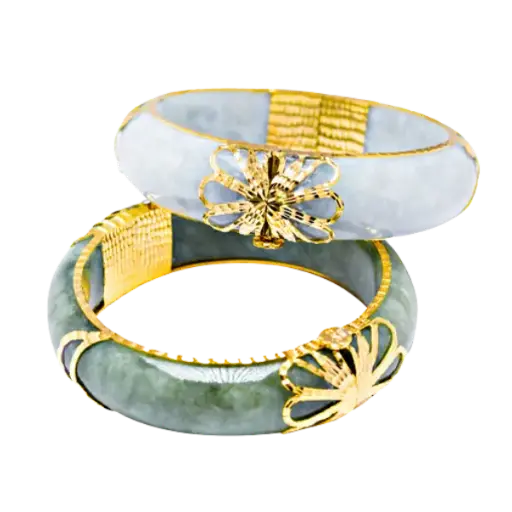 [AOS01.V610.001] Vòng Cẩm Thạch Bọc Vàng 18K Hoa Cúc – Bình an – Hạnh phúc