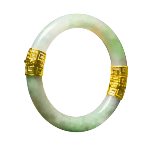 [AOS01.V610.004] Vòng Cẩm Thạch Bọc Vàng 18K Hoa văn chữ Phúc