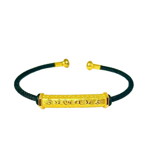 [AG9992.C044.127H] Vòng dây Thép phối Charm Vàng 24K Trụ Chú Bình An – may mắn