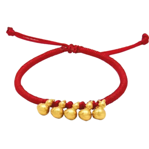 Vòng tay phối 5 charm vàng 24k Hồ lô – Tiền tài – May mắn