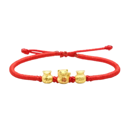 Vòng tay charm vàng 24K Bao tiền phối Mèo chiêu tài