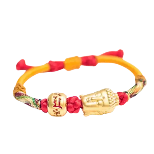 Vòng Tay Handmade Phối Charm Vàng 24K Đầu Phật Và Hột Bình An