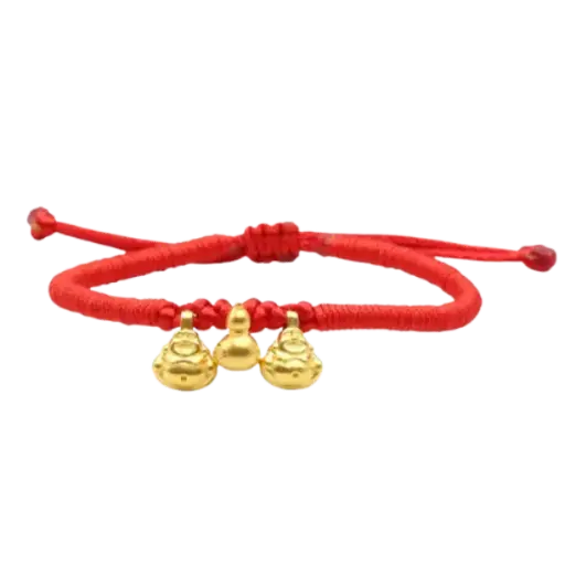 Vòng Tay Vàng 24K Phật Di Lặc Phối Charm Hồ Lô