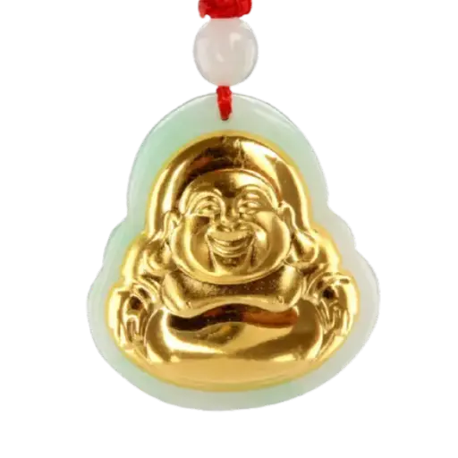 [AO9992.M052.005] Mặt Ngọc Phỉ Thúy Dát Vàng Di Lặc Tài Lộc