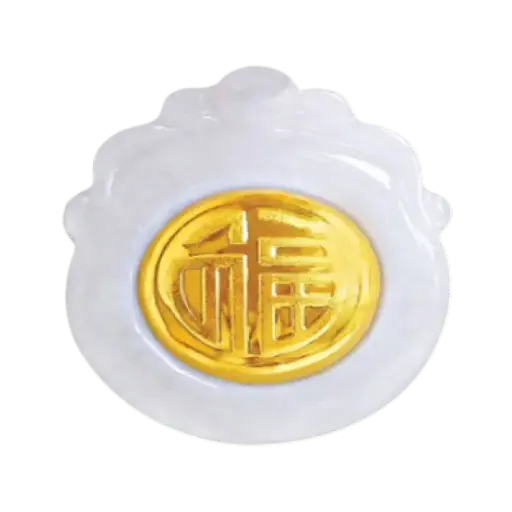 [AO9992.M107.001] Mặt Ngọc Phỉ Thúy Dát Vàng Chữ Phúc