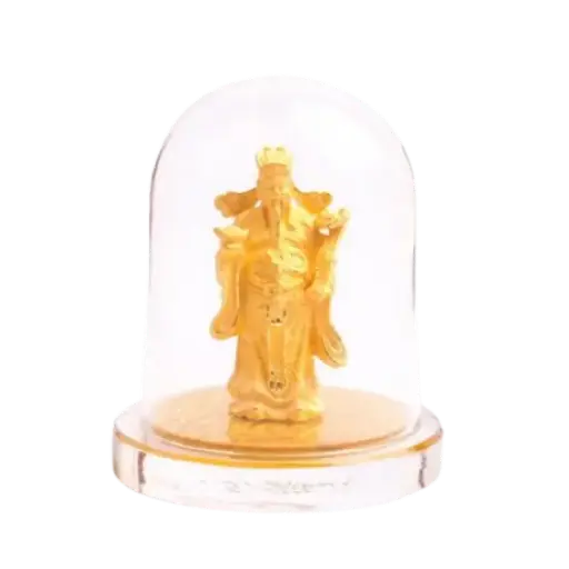 [AO9992.Q266.00036] Tượng Mạ Vàng 24k Thần Tài Cầm Nén Vàng Để Bàn