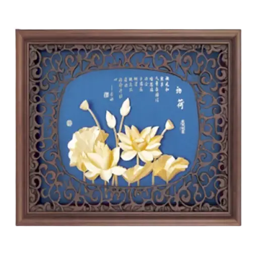 [AO9992.Q082.T004] Tranh Mạ Vàng 24K Liên Hoa