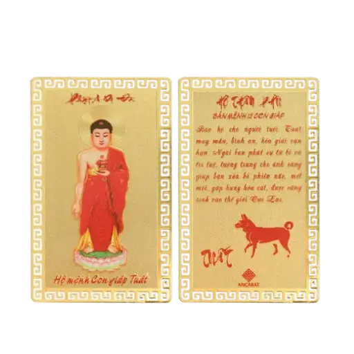 [AO9992.Q011.B002] Hộ Thân Phù mạ vàng Bản Mệnh Tuổi Tuất