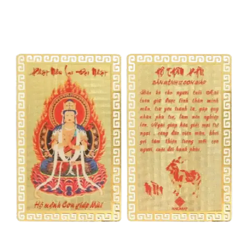 [AO9992.Q008.B002] Hộ Thân Phù mạ vàng Bản Mệnh Tuổi Mùi