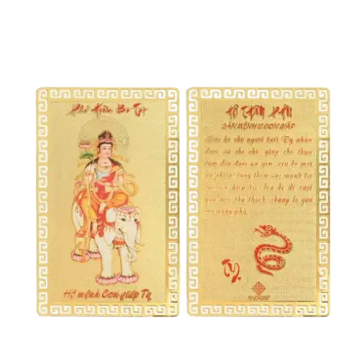 [AO9992.Q006.B002] Hộ Thân Phù mạ vàng Bản Mệnh Tuổi Tỵ