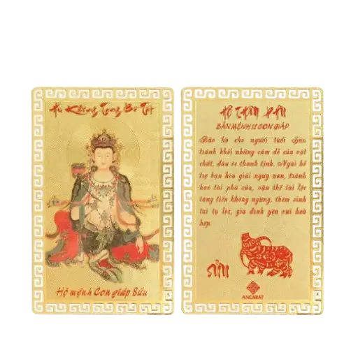 [AO9992.Q002.B002] Hộ Thân Phù mạ vàng Bản Mệnh Tuổi Sửu
