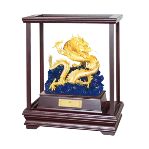 [AO9992.Q266.00001] Tượng mạ vàng 24k Ngọc Long Phú Quý